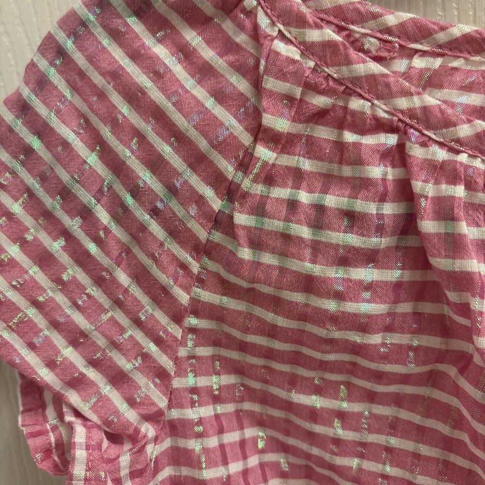 Cat & Jack Pink Striped Iridescent Button Down Top - Girl's Medium (7/8). Casual - Picture 2 of 5